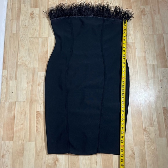 Fashion Nova Womens Black Body-con Feather Trim Above Knee Dress Size 1XL - Picture 3 of 8